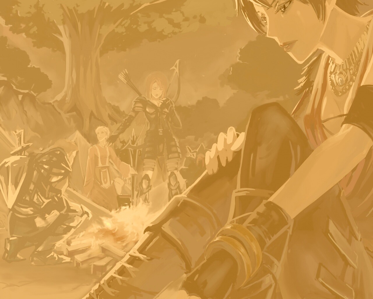 Рисунок Морриган в лагере обои