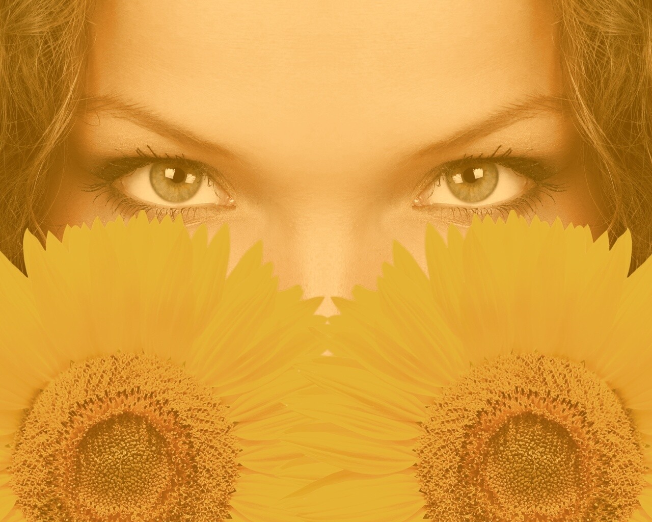 Девушка с желтыми ромашками обои