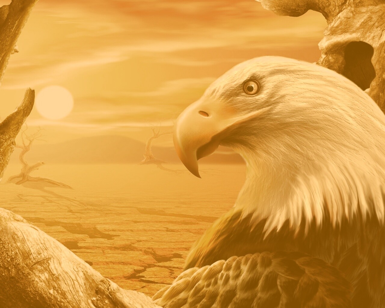 Нарисованный орел обои