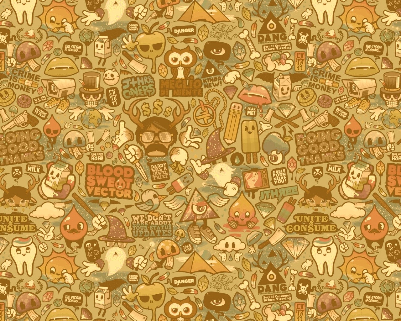 Коллаж из мультяшных картинок обои