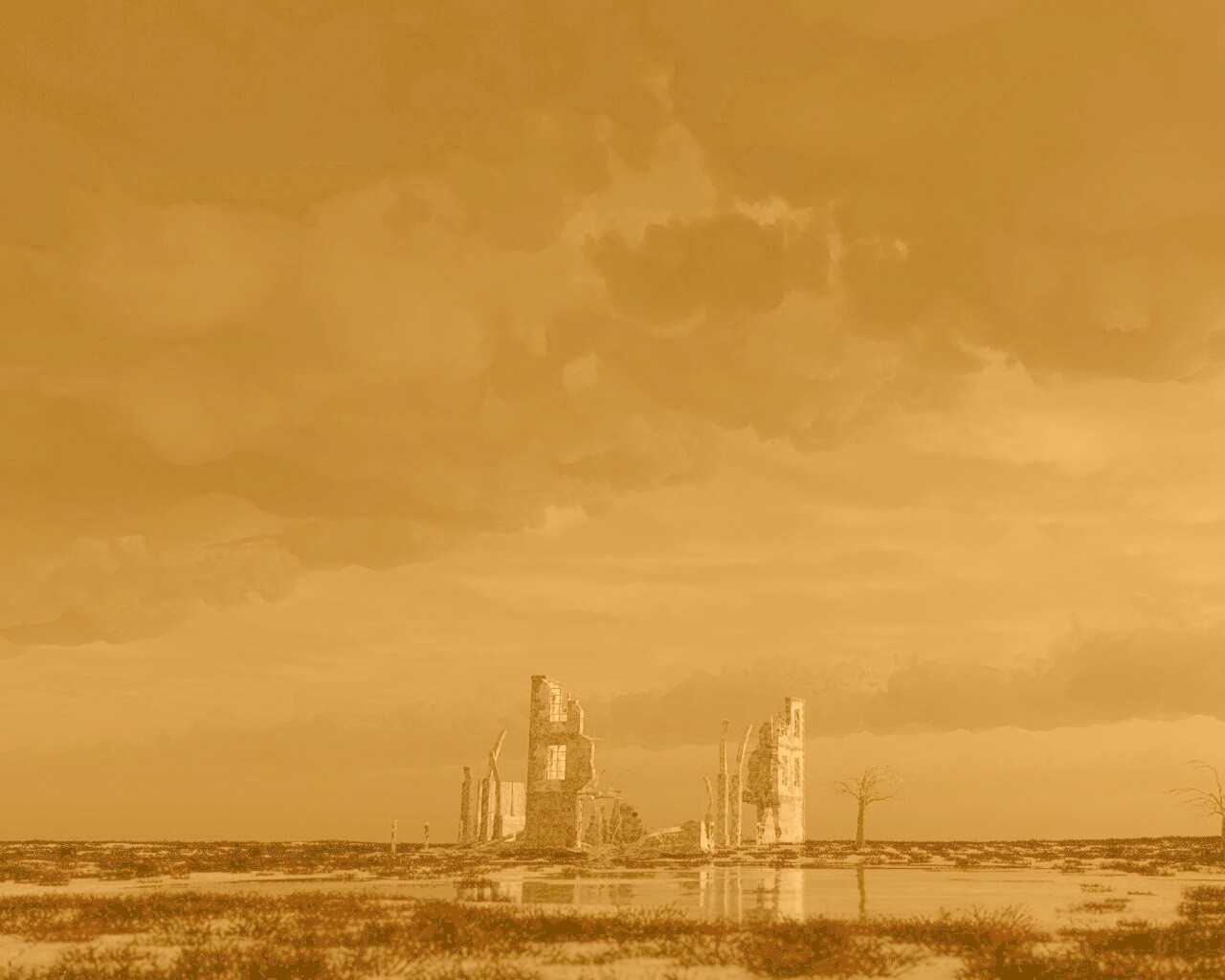 Руины здания обои