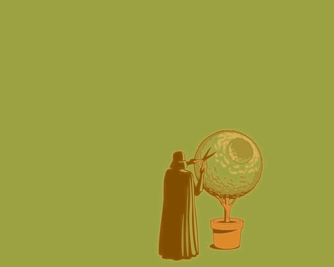 Дарт Вейдер постригает куст обои