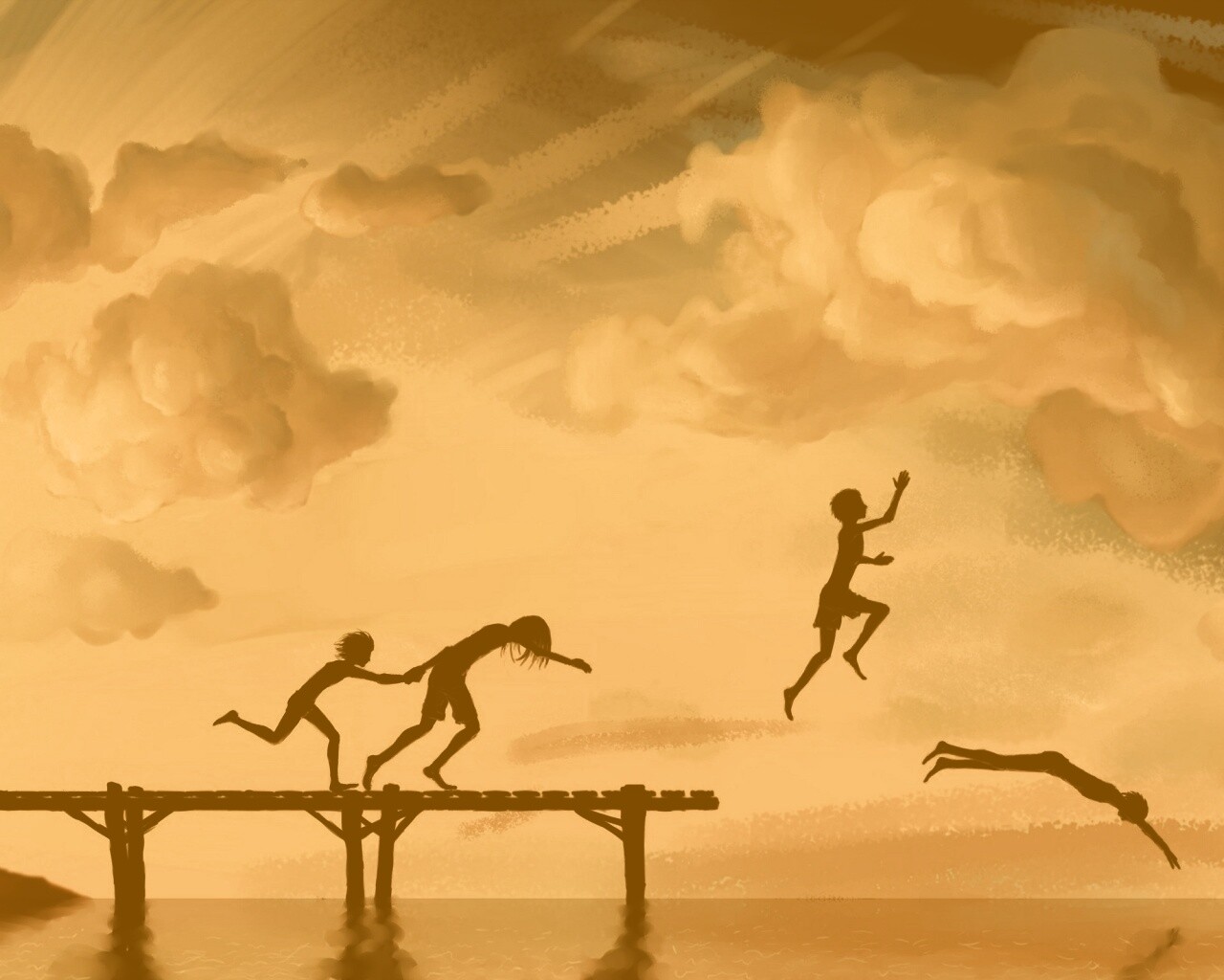 Прыжки с причала обои