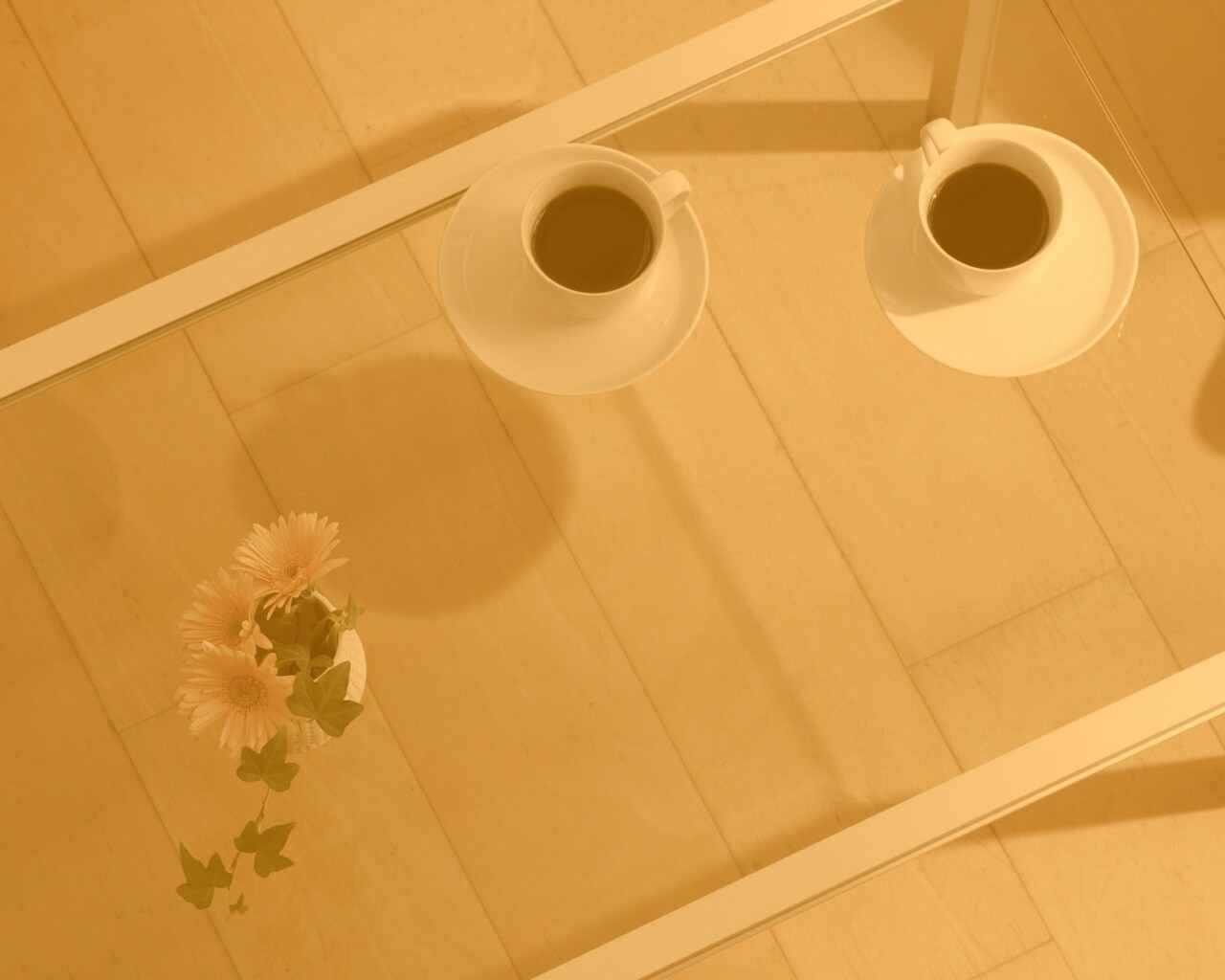 Кофе и цветы обои