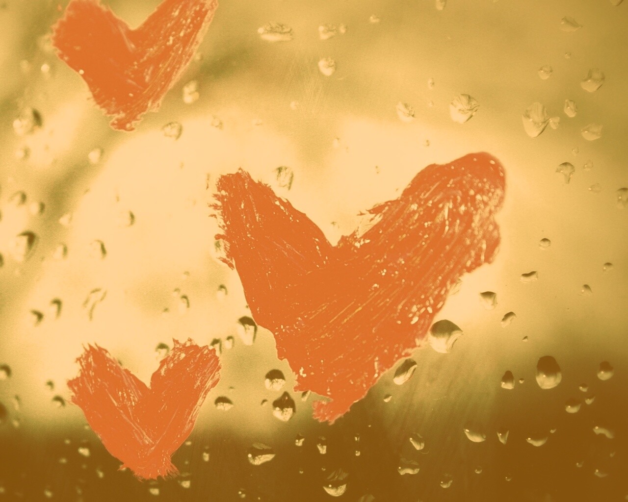 Сердечки помадой обои