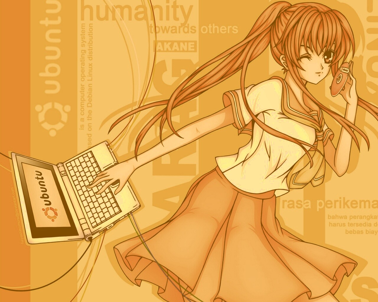 Ubuntu  в аниме обои