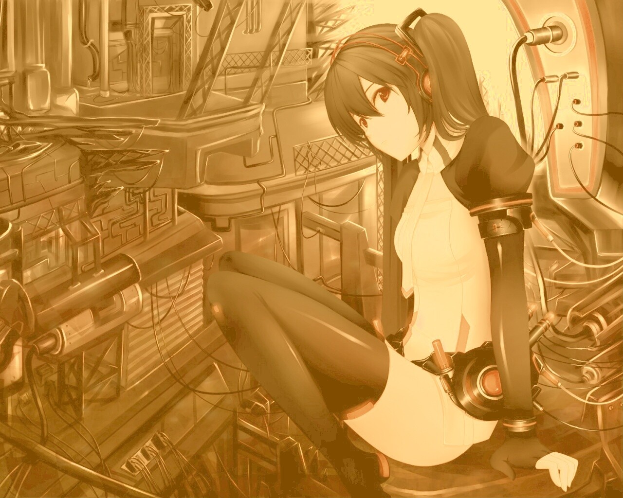 Девушка в наушниках обои