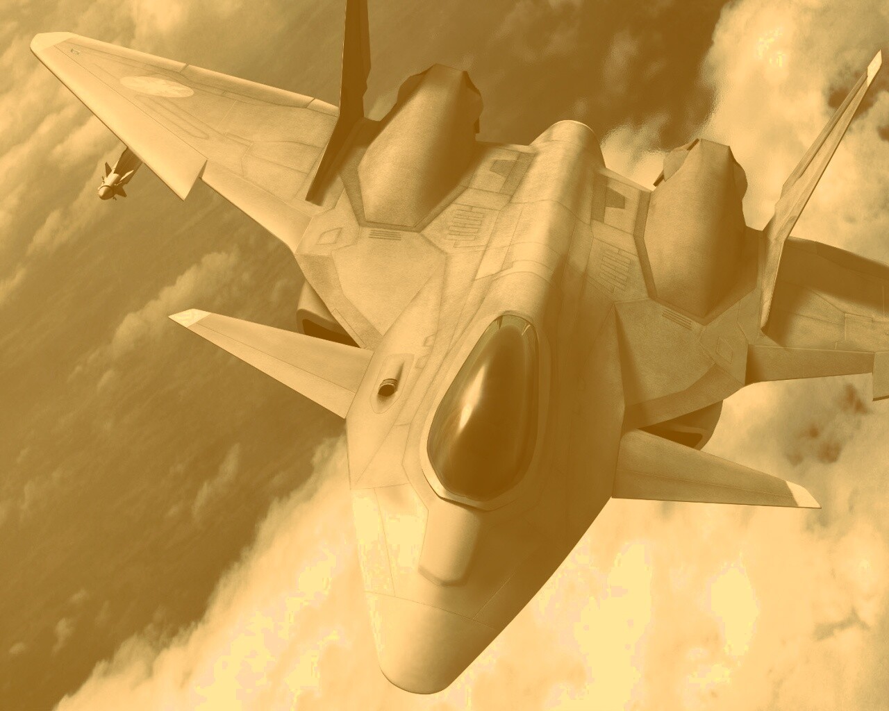 Нарисованный истребитель в полете обои