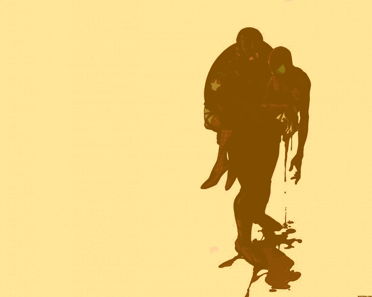 Капитан Америка и раненный Человек-паук обои