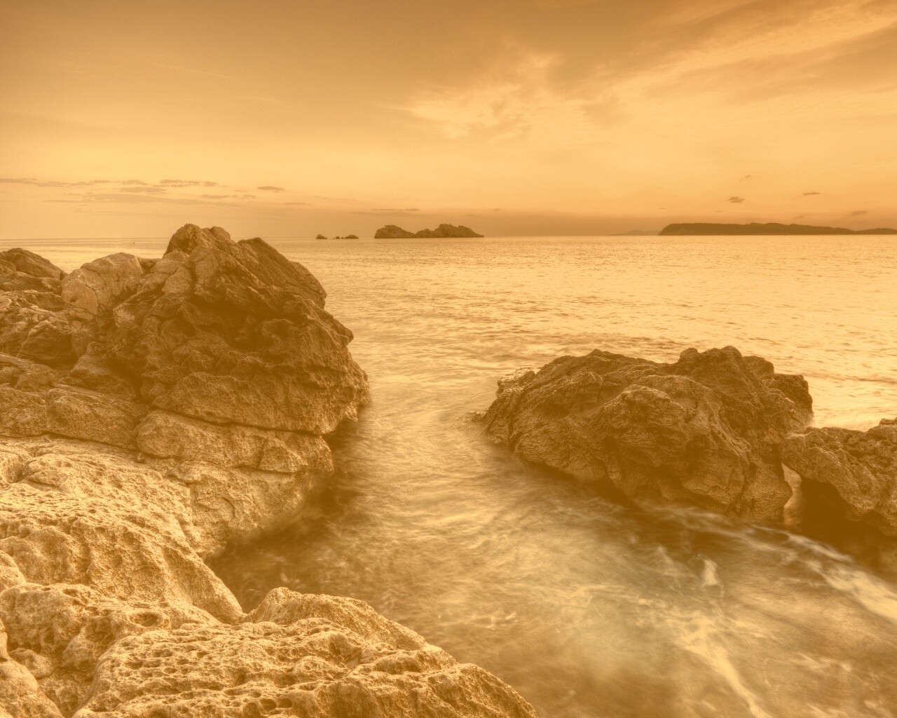 Закат на море обои