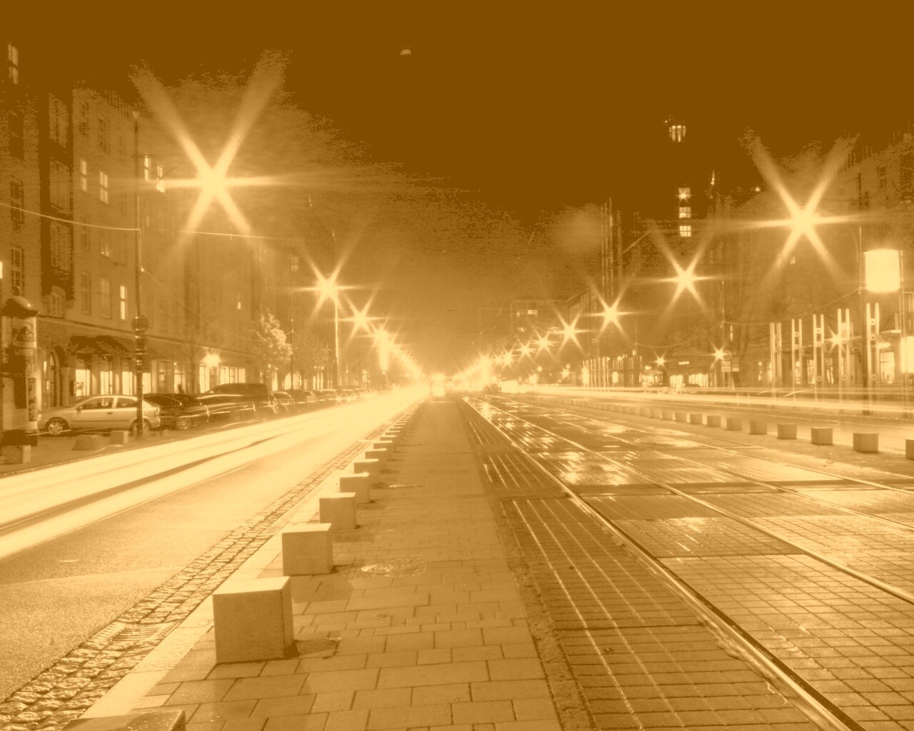 Мгновение на улице ночного города обои