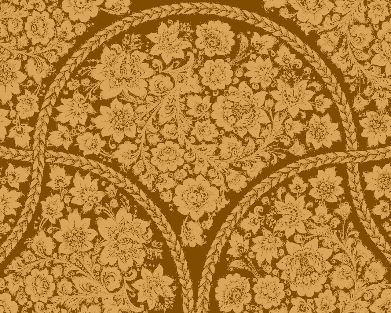 Черный цветастый узор под хохлому обои