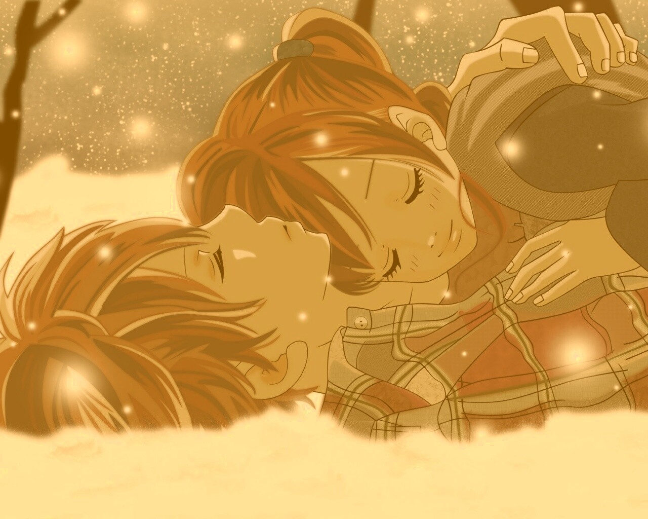 Двое на снегу из Bokura Ga Ita обои