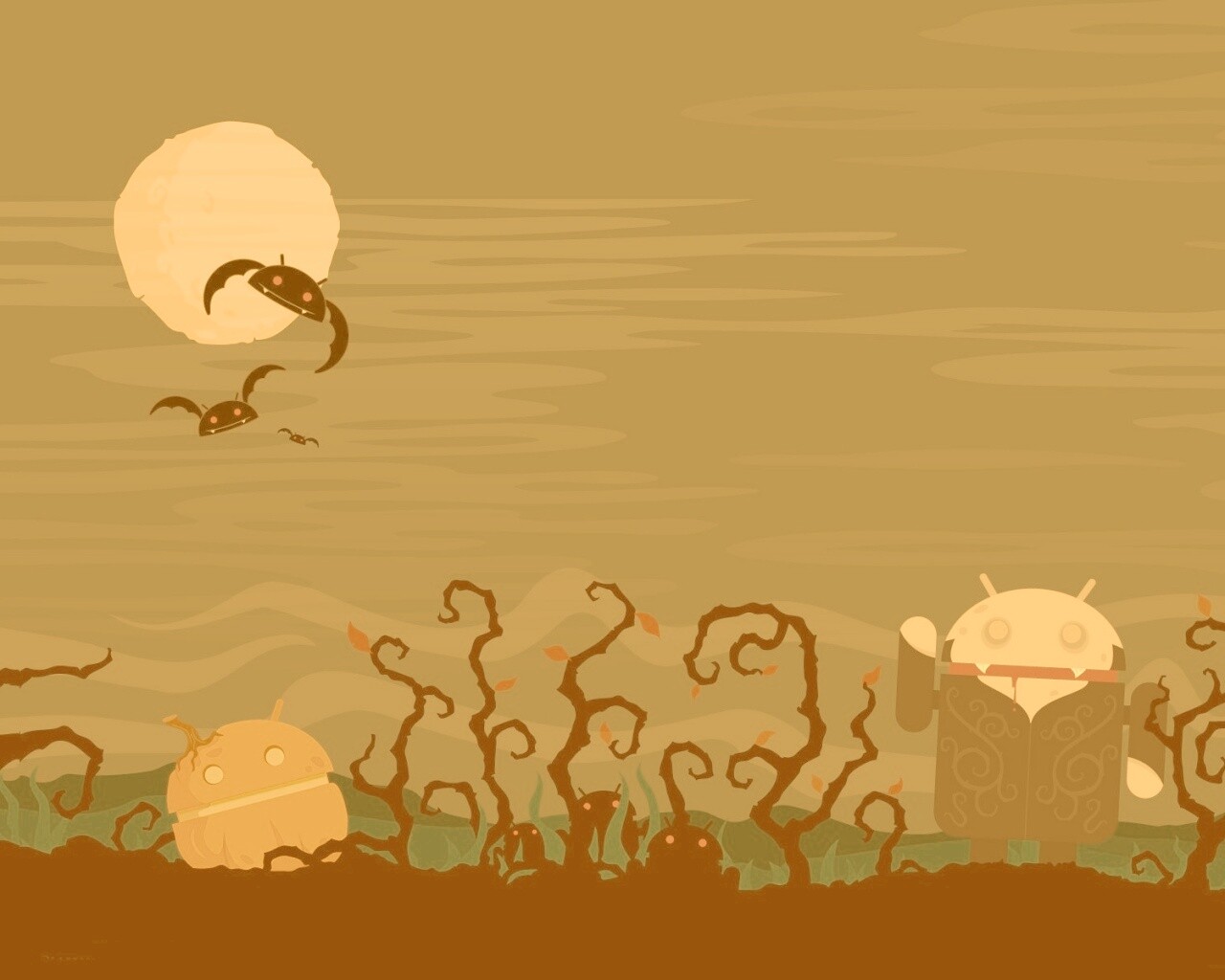 Хэллоуин в стиле Google Android обои