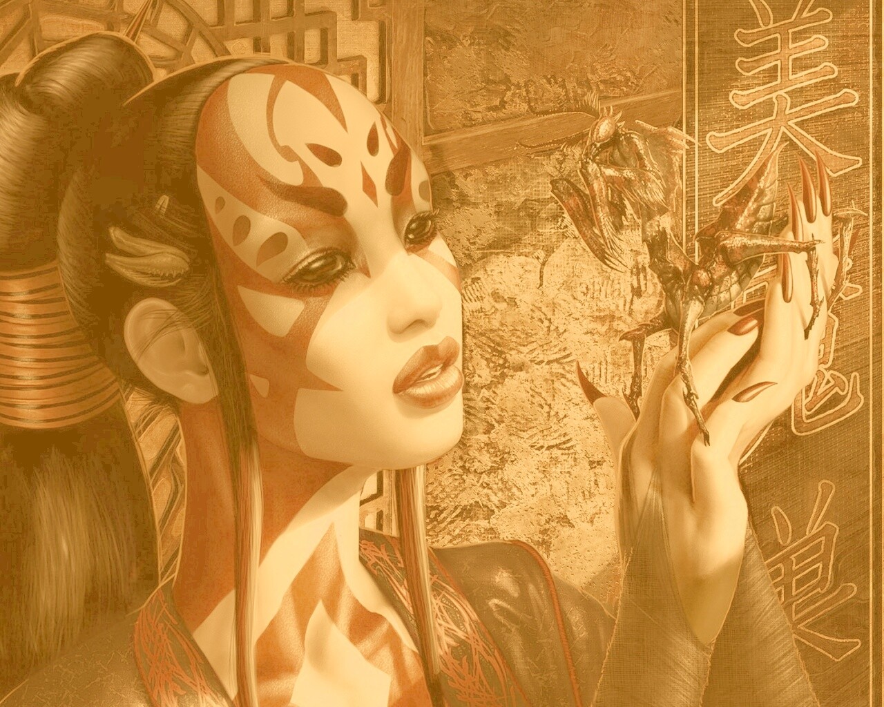 Девушка и богомол обои