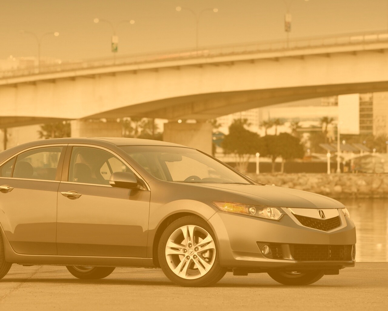 Acura на фоне моста обои