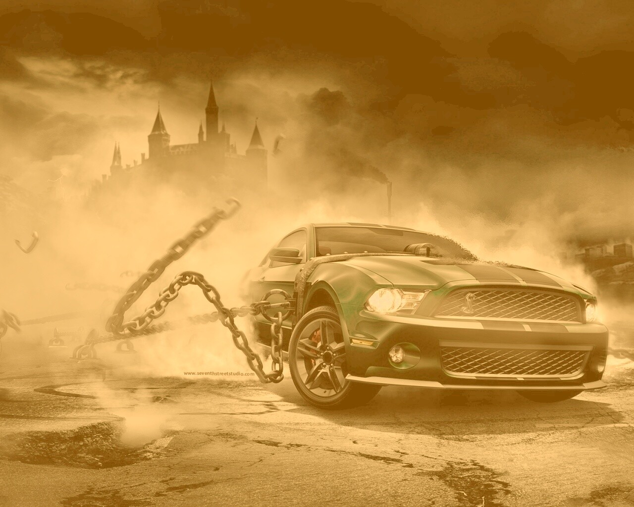 Ford Mustang рвёт цепи обои