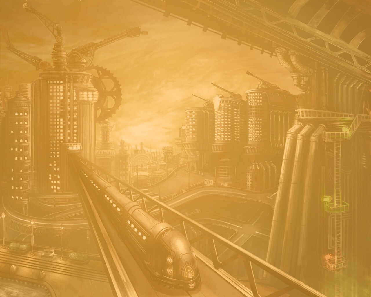 Город из мира стимпанк обои