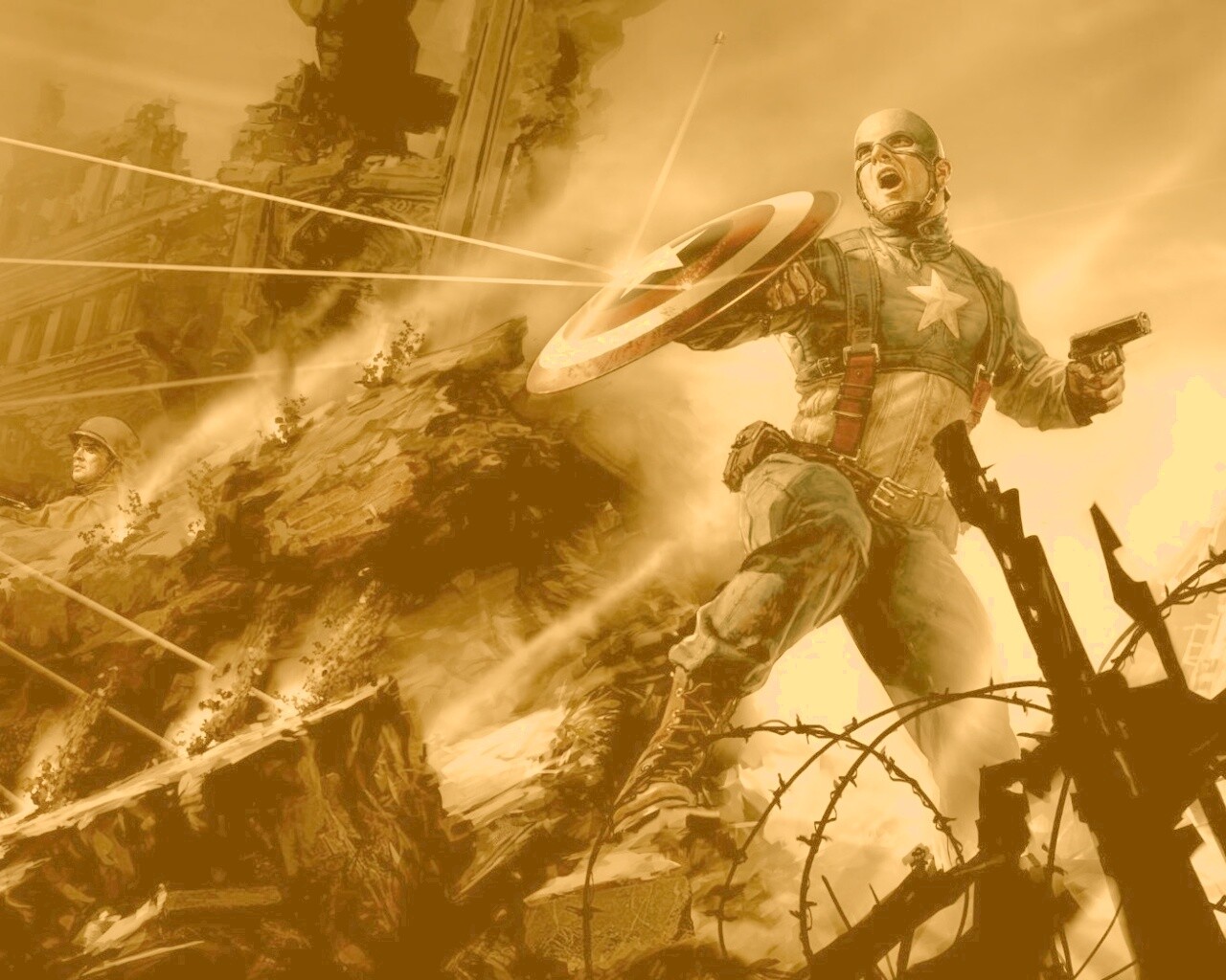 Капитан Америка на баррикадах обои