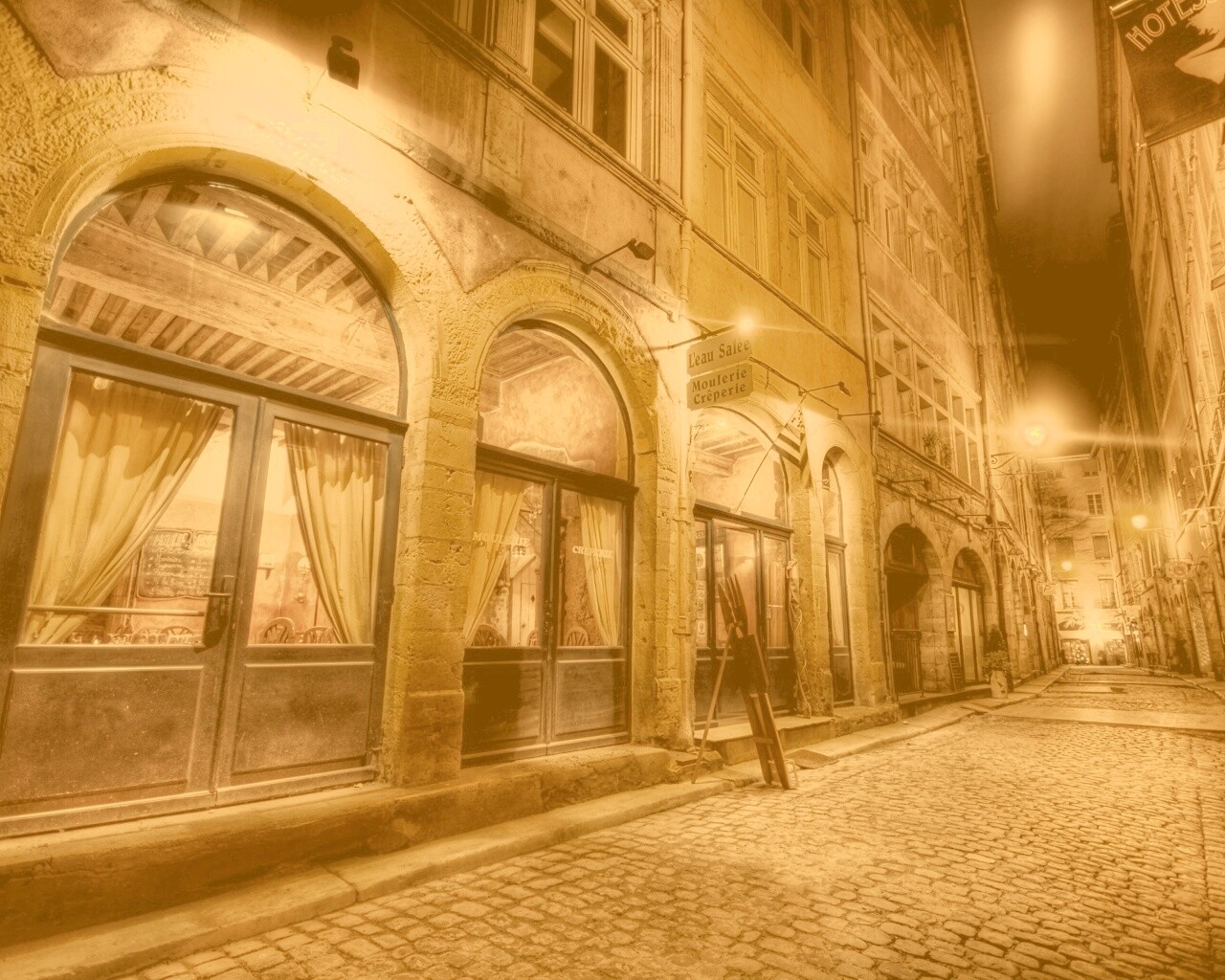 Ночная улочка обои