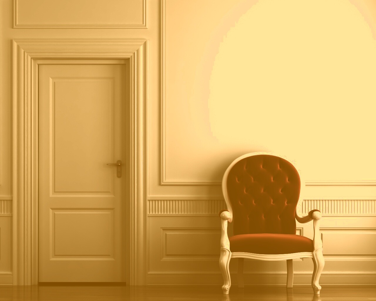 красное кресло в белой комнате обои