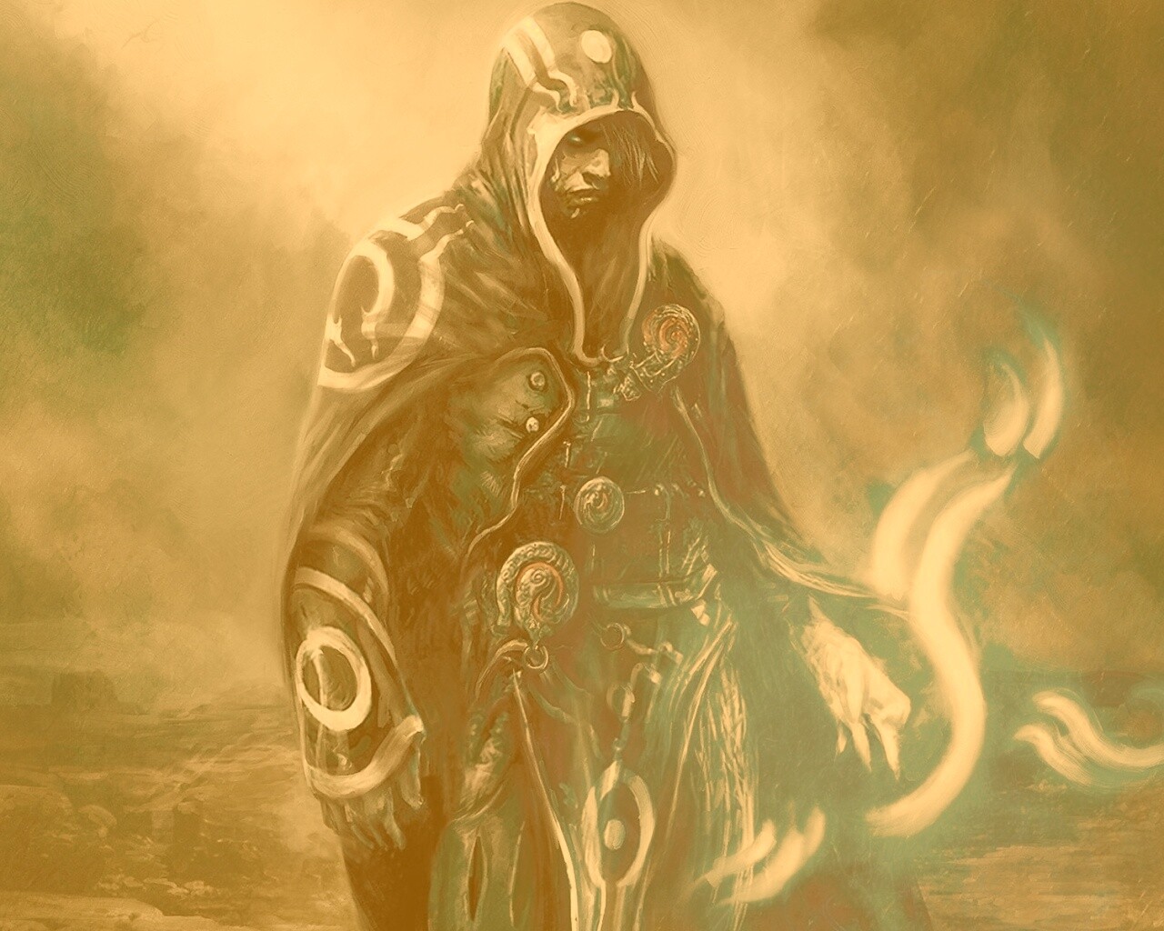 Темный маг в плаще-накидке обои