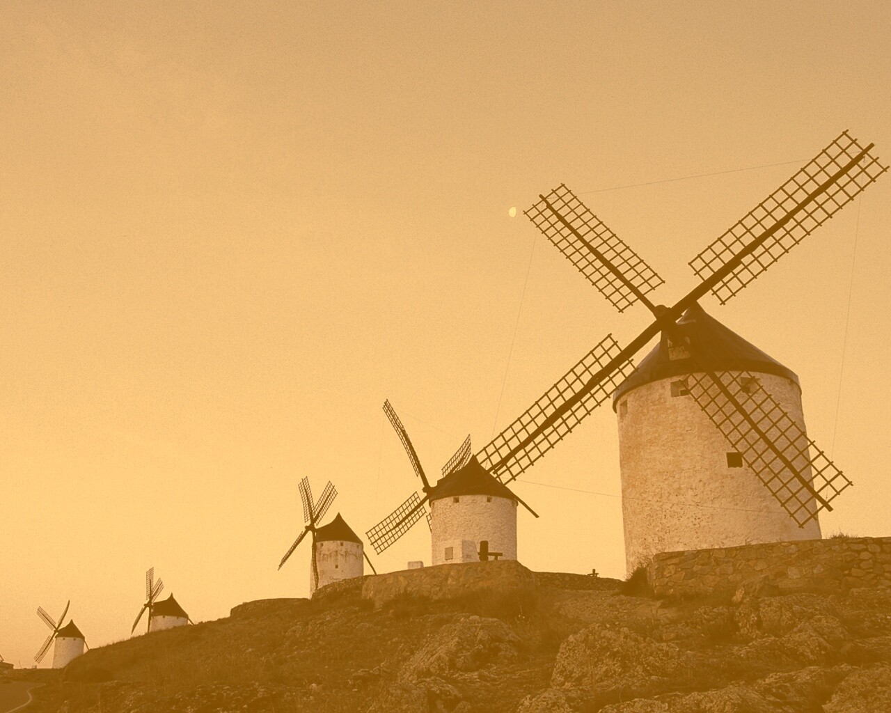 Пейзаж из ветряных мельниц обои