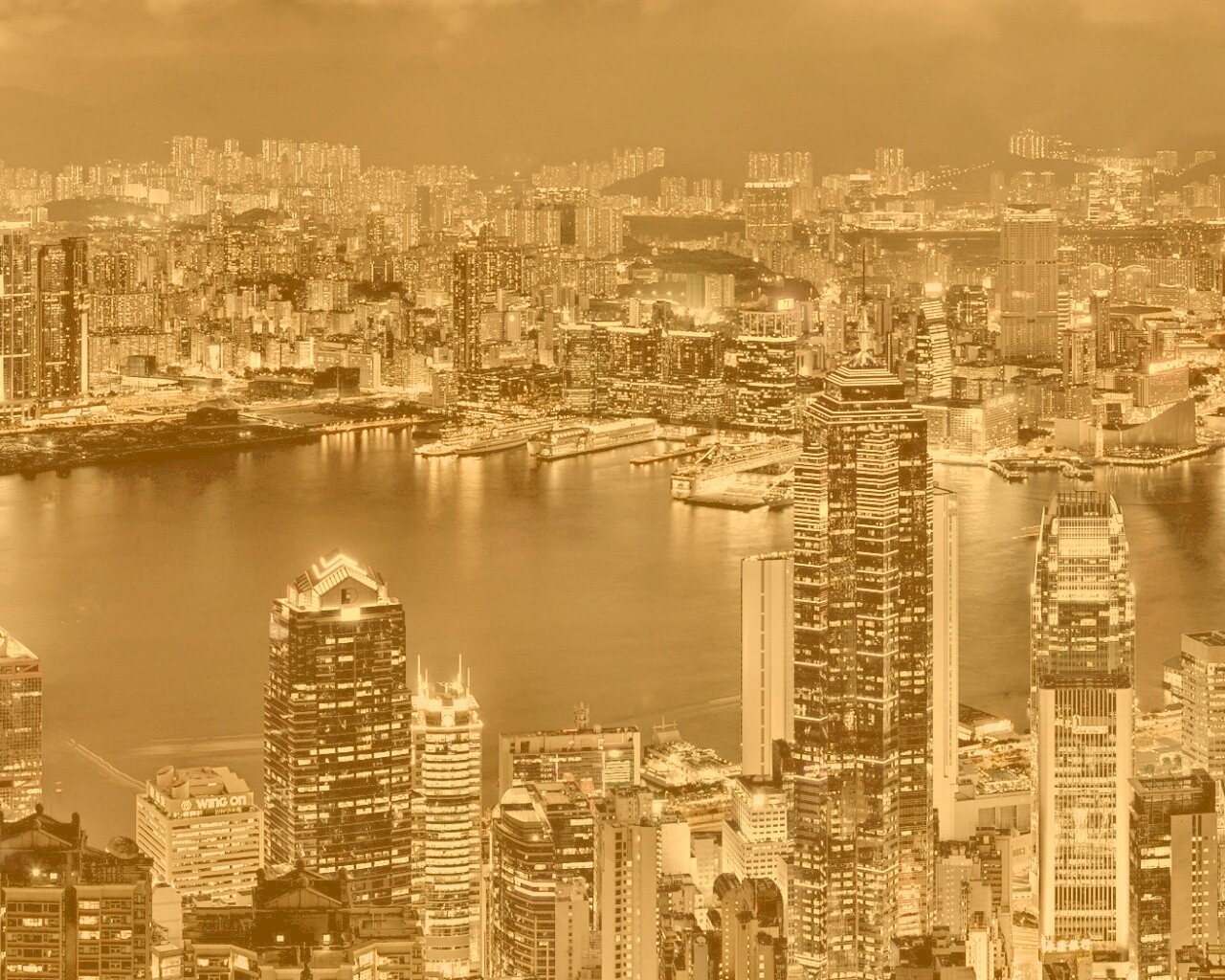 Небоскребы ночью обои