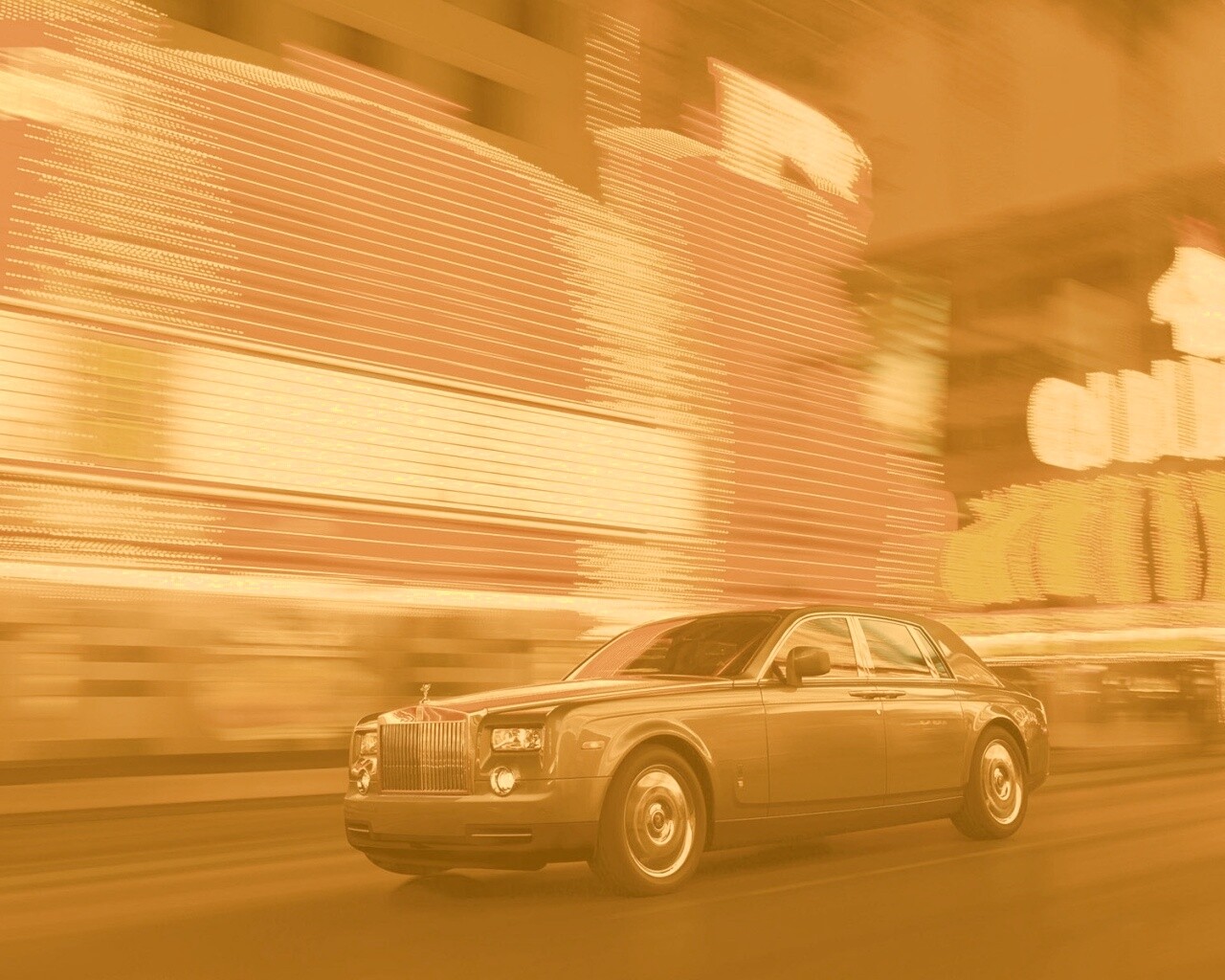 Rolls-Royce Phantom едет через город обои