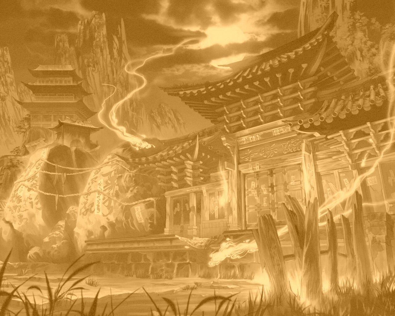 Вход в китайский храм обои