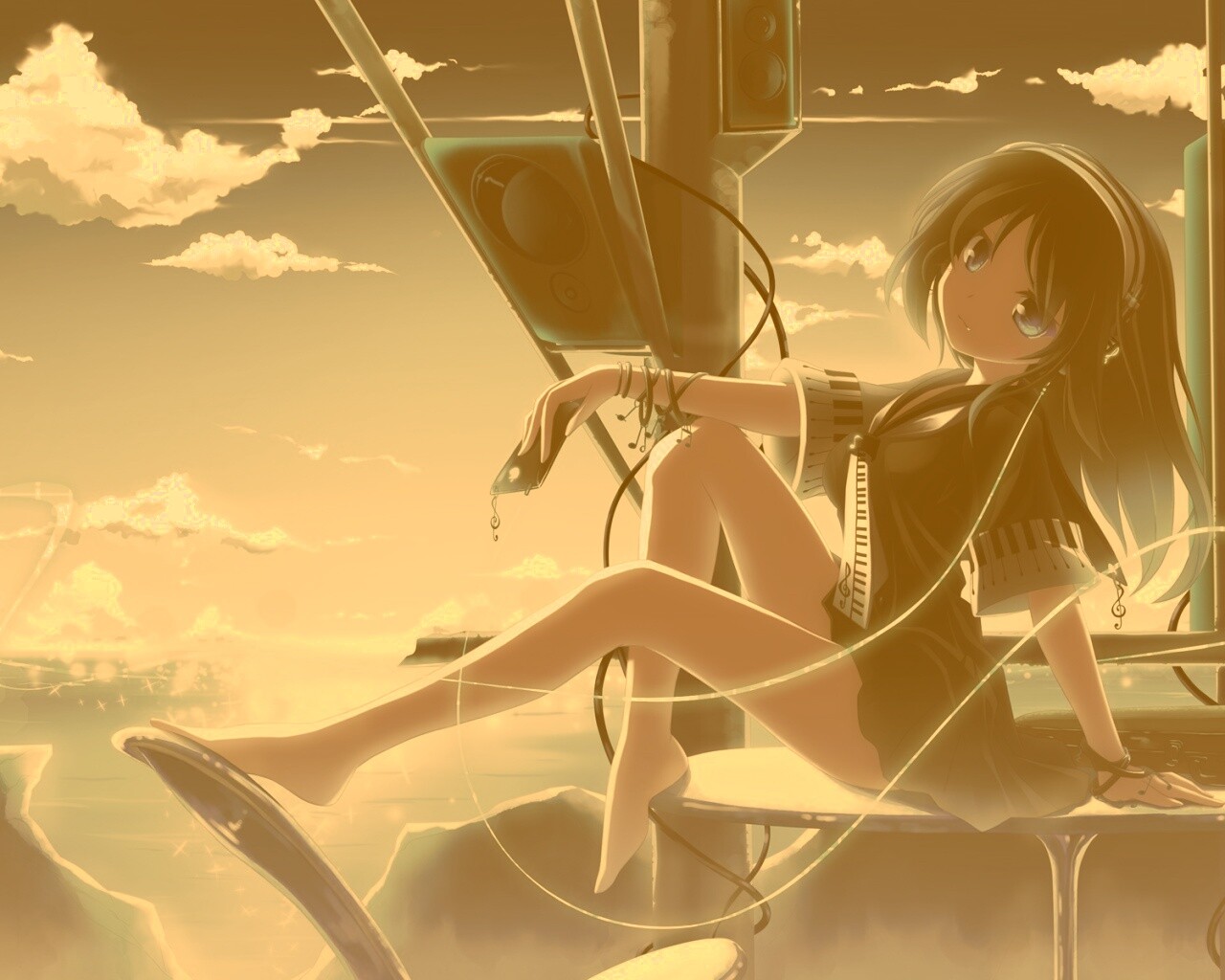 Девочка с плеером обои