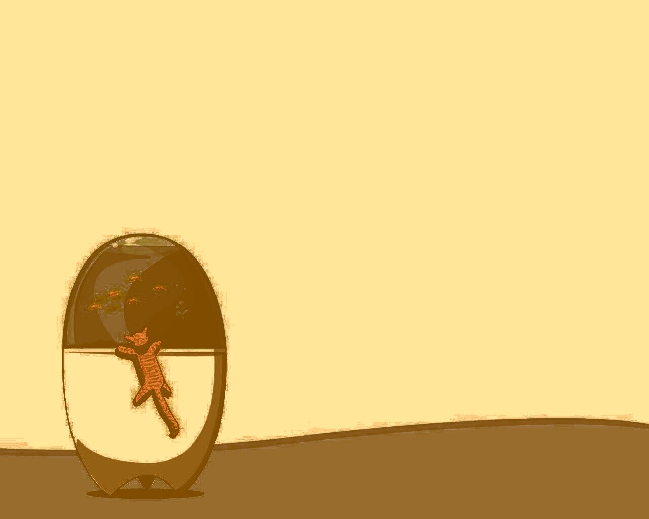 Кот прыгает на аквариум обои