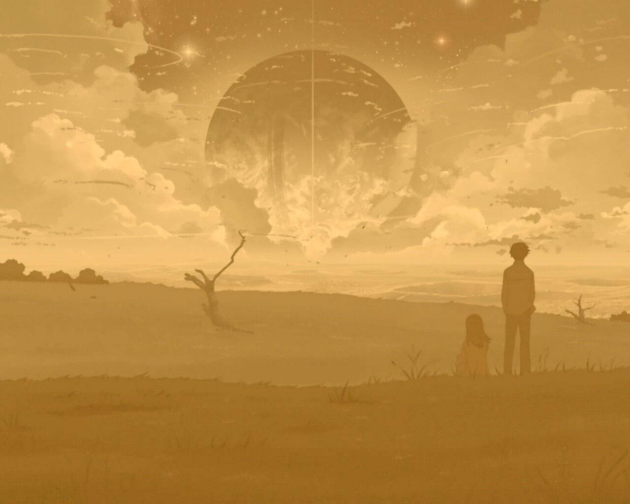 Кадр из творения Макото Синкая обои