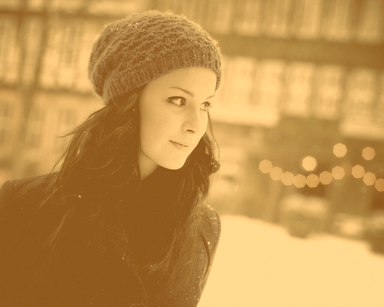 Девушка зимой обои