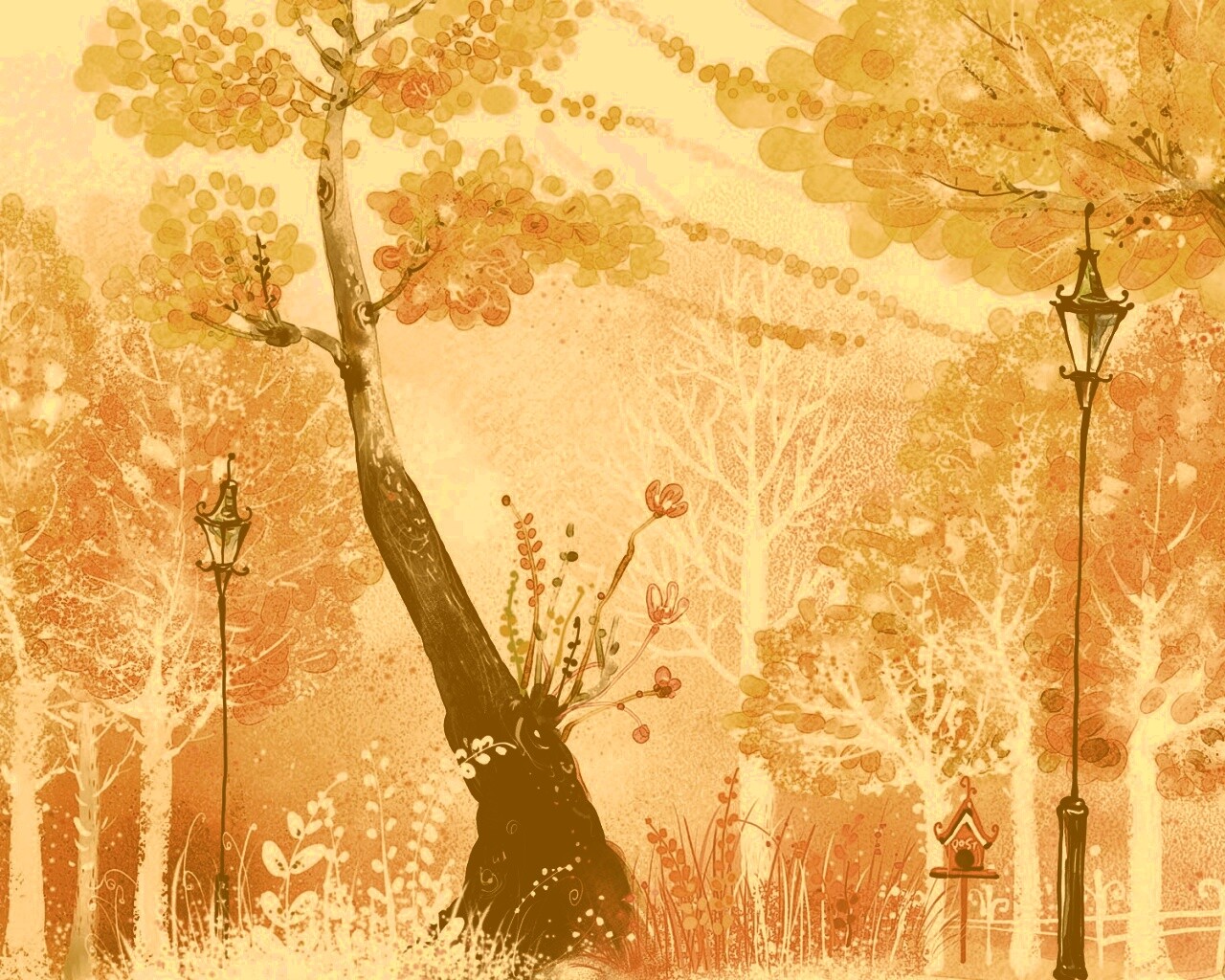 Фонари в парке обои