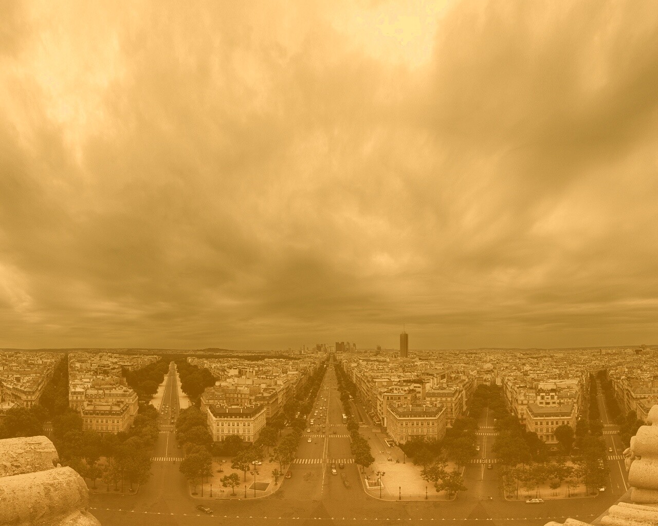 Париж широкоугольным объективном обои
