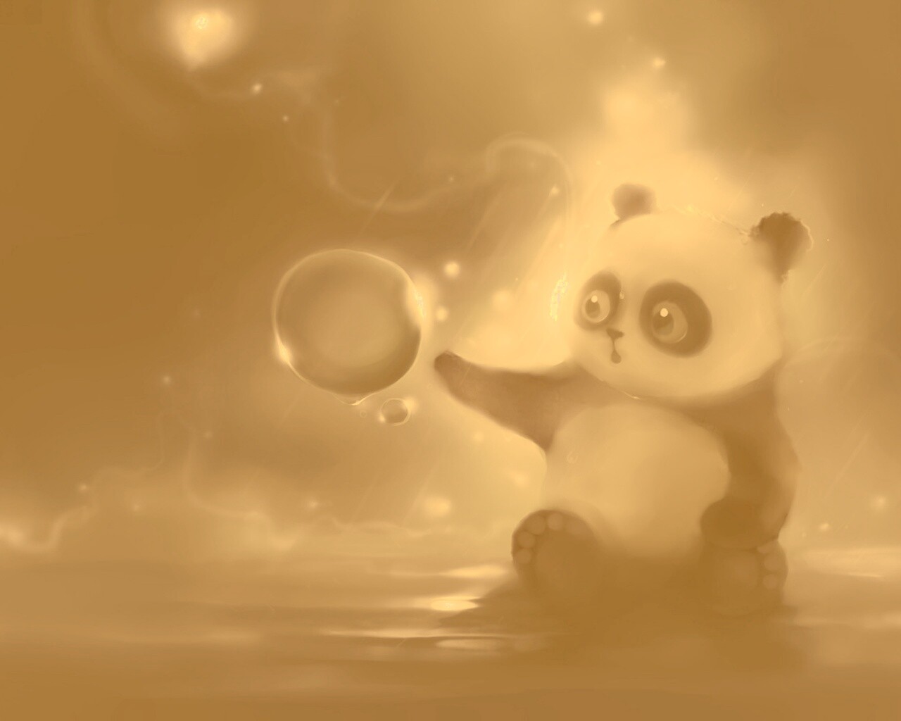 Панда и пузырек обои
