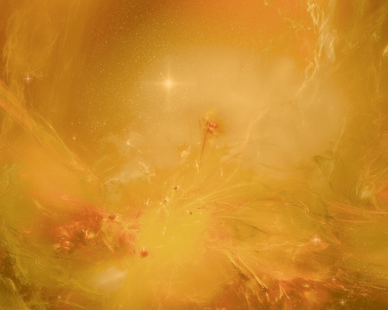 Туманность в красно-жёлтых тонах обои