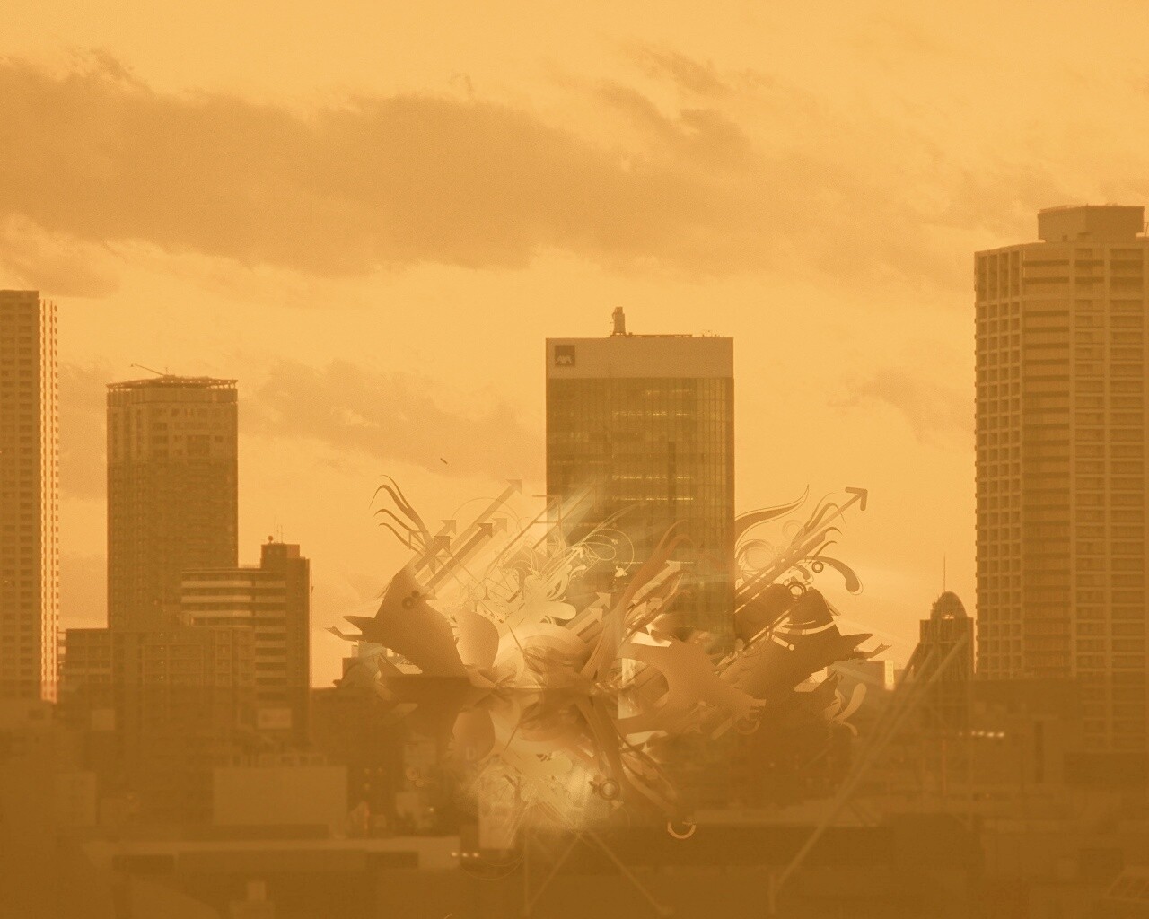 3D абстракция прямо в городе обои