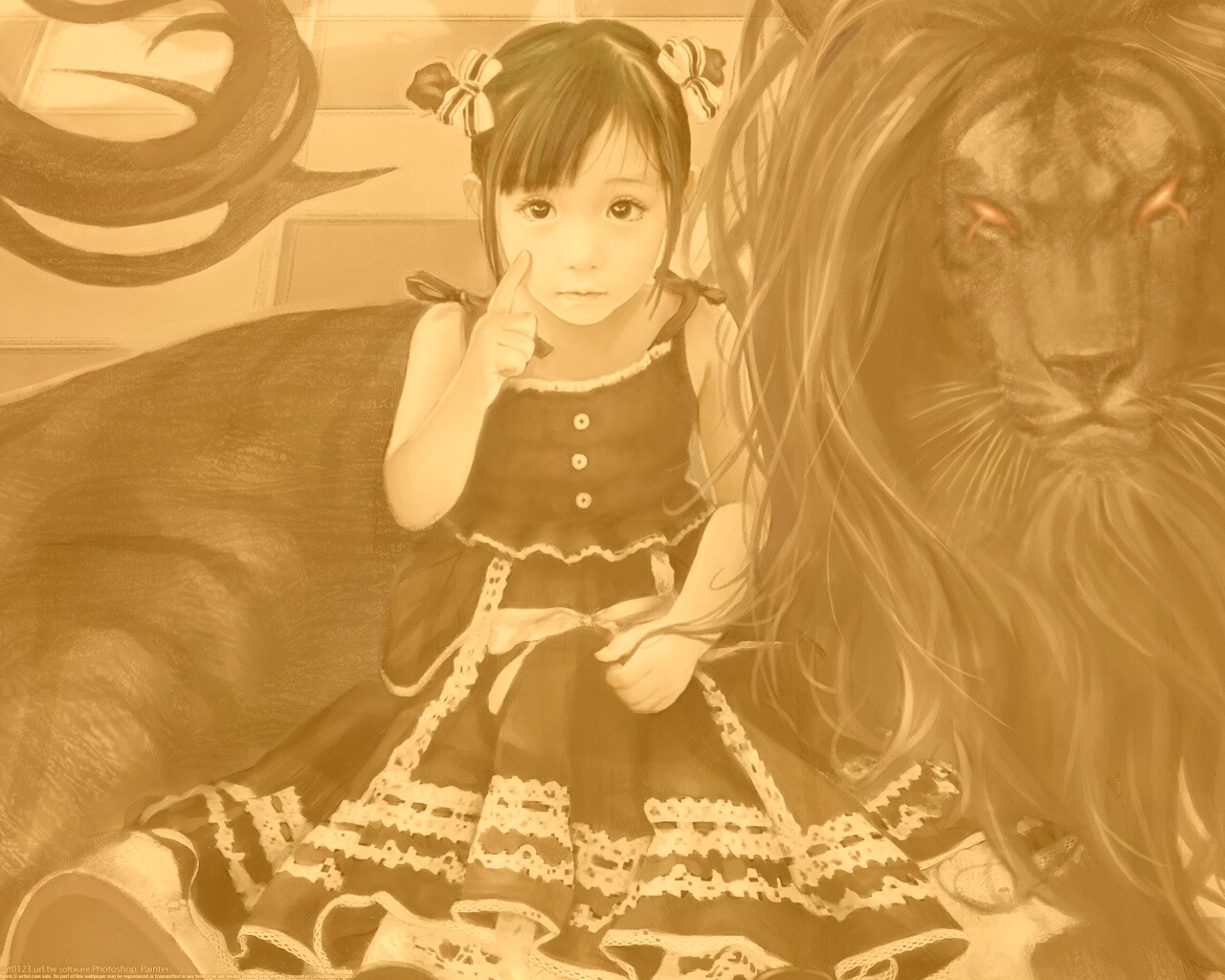 Тёмный лев обои