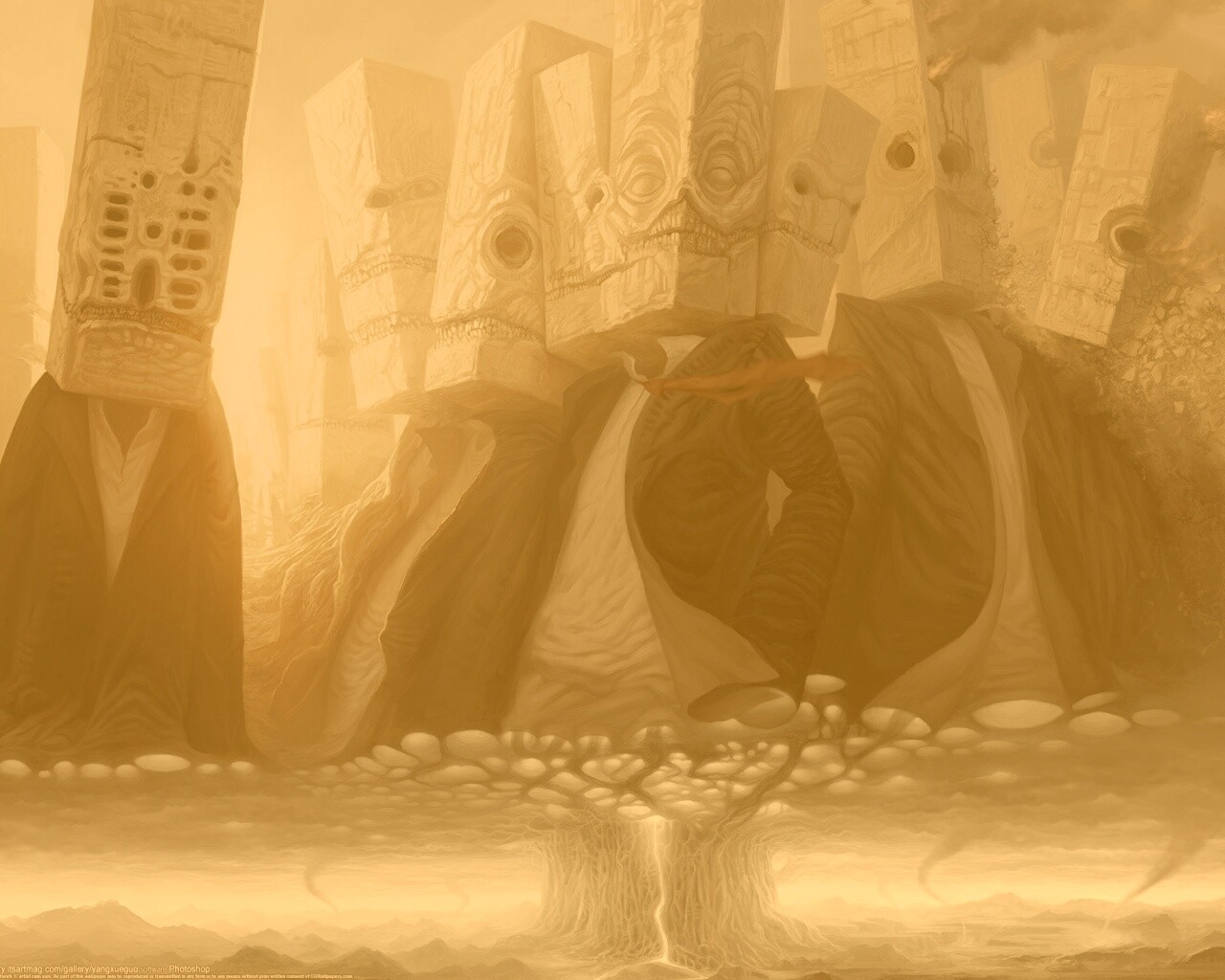 Каменные головы обои