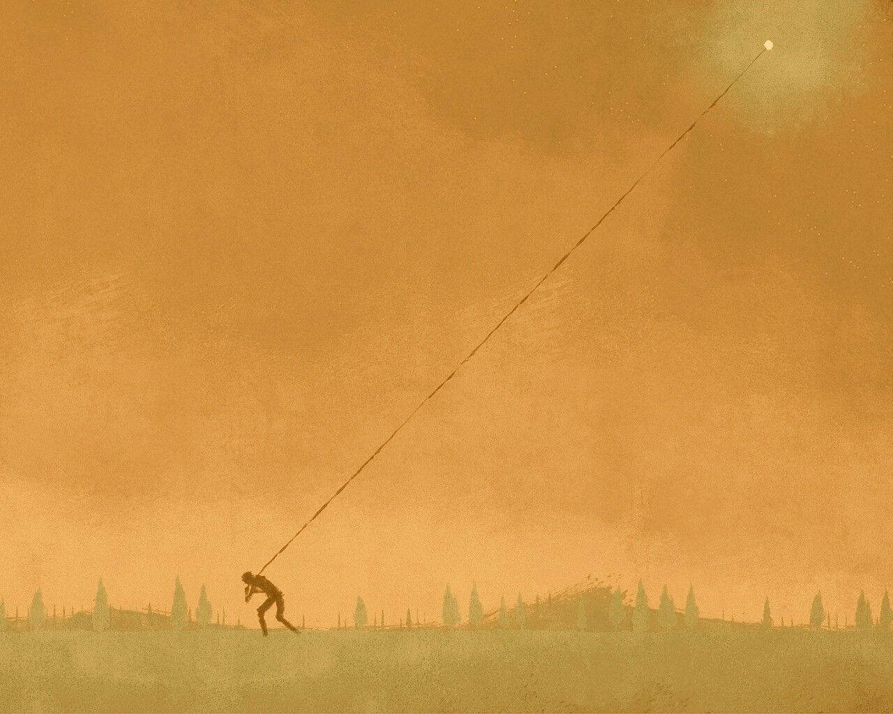 Человек тянущий звезду обои