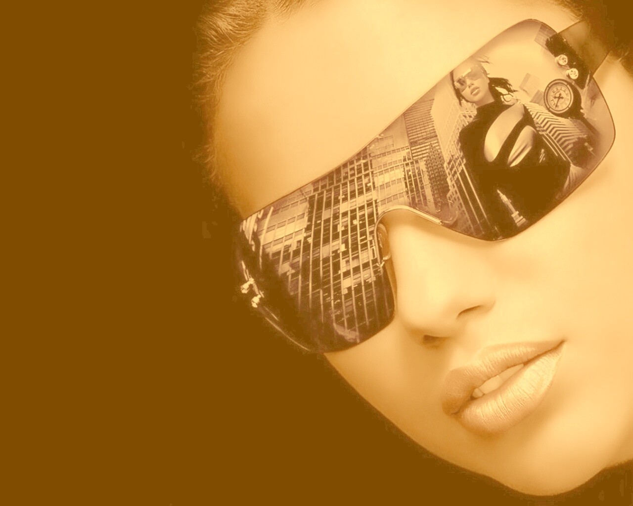 Девушка в стильных очках обои