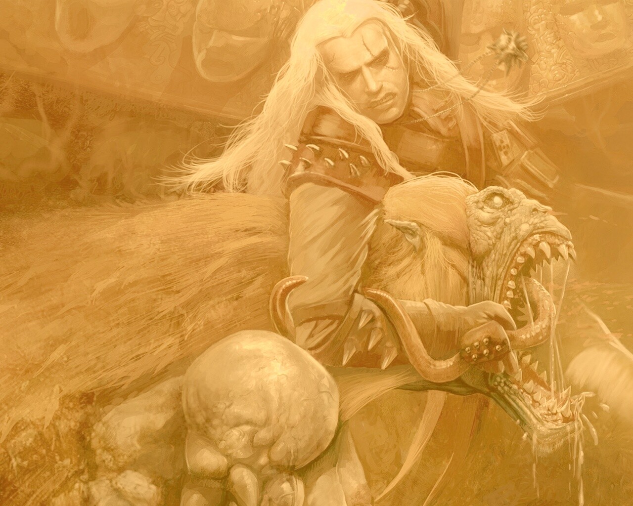 Ведьмак и монстр обои