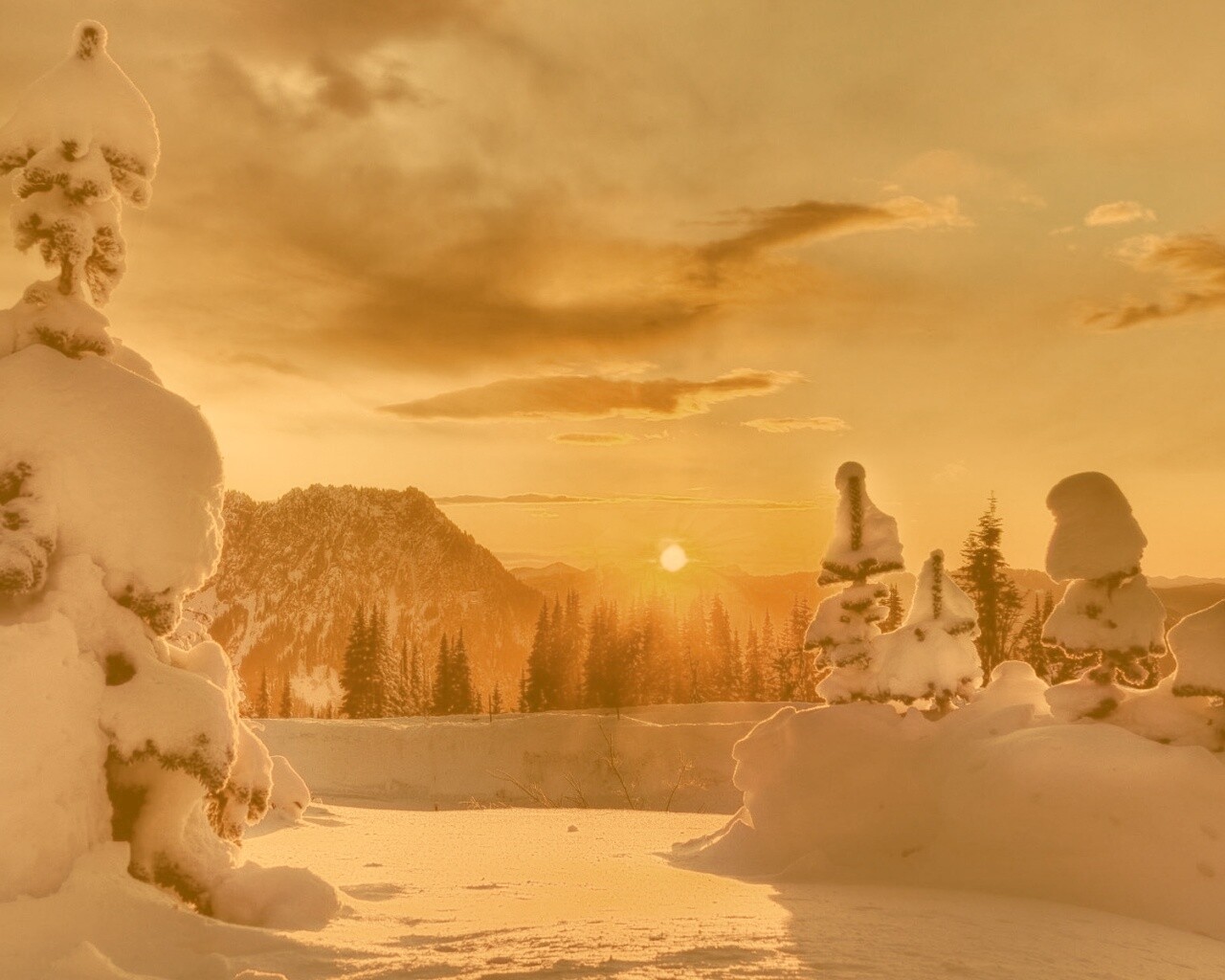 Зимнее солнце обои