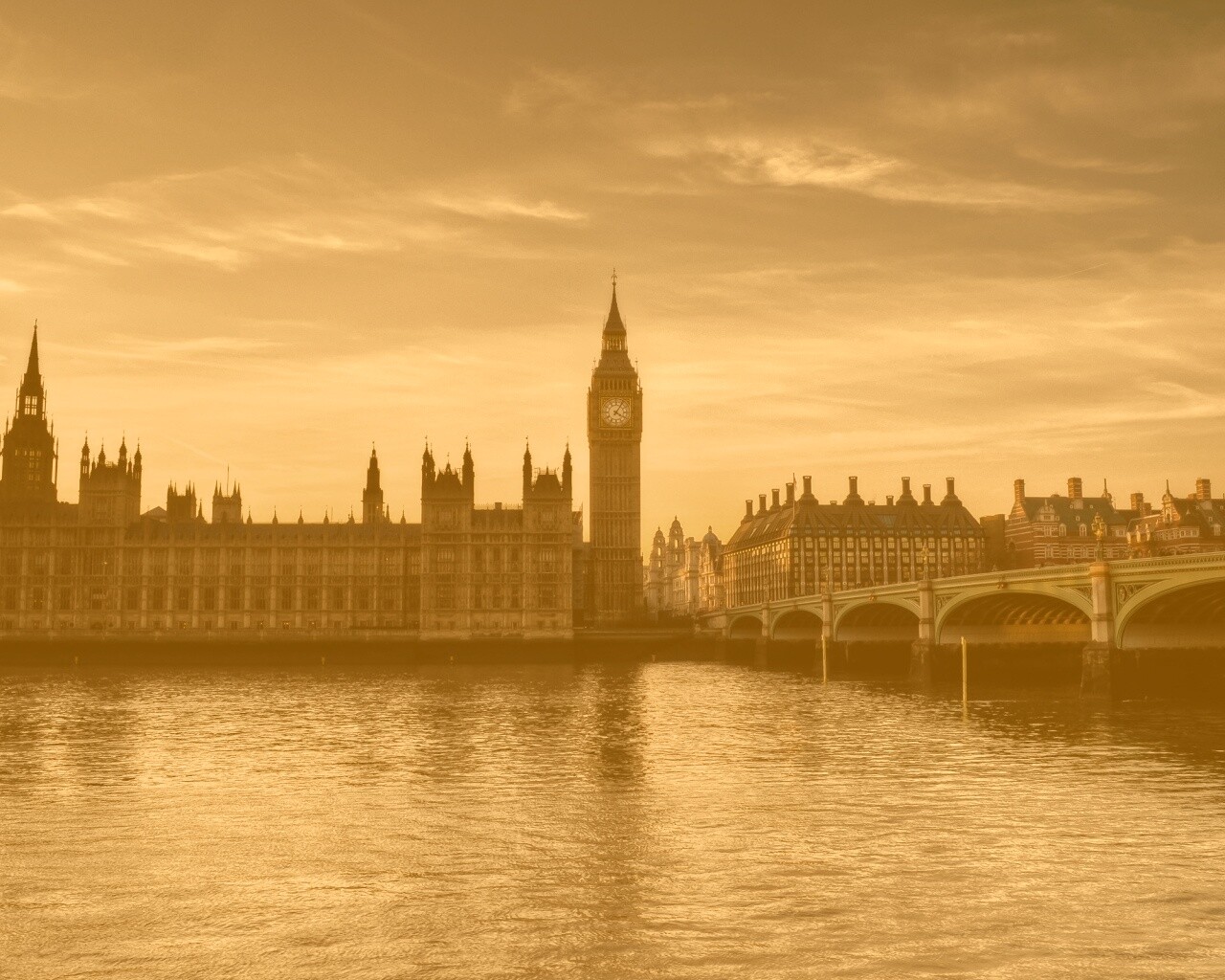 Биг-Бен на берегу Темзы обои