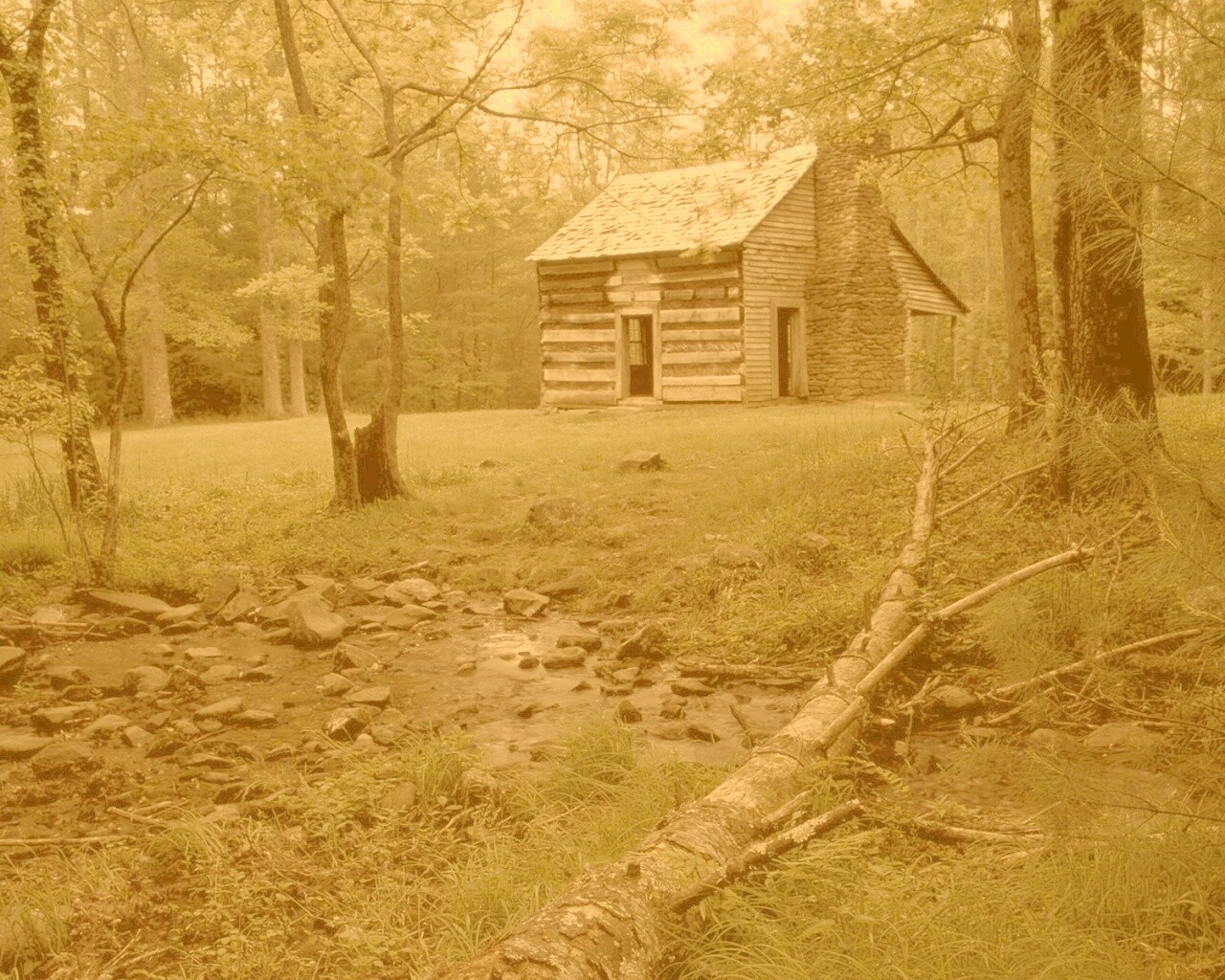 Домик в лесу обои