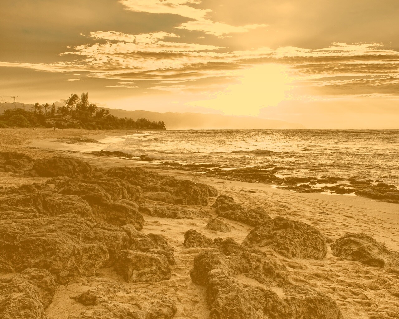 Закат на море обои