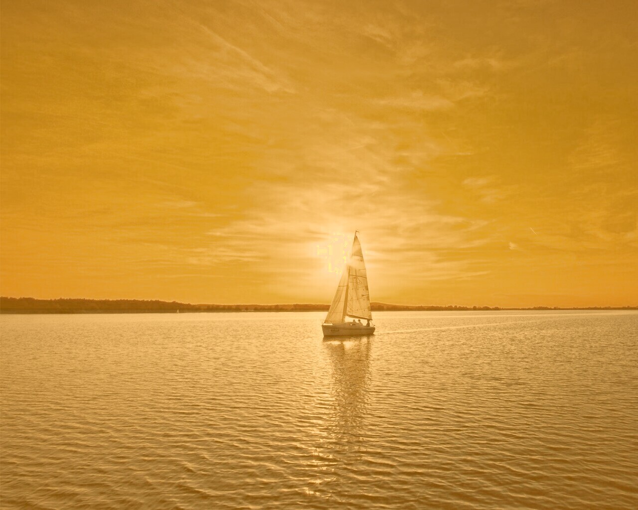 Яхта на закате обои
