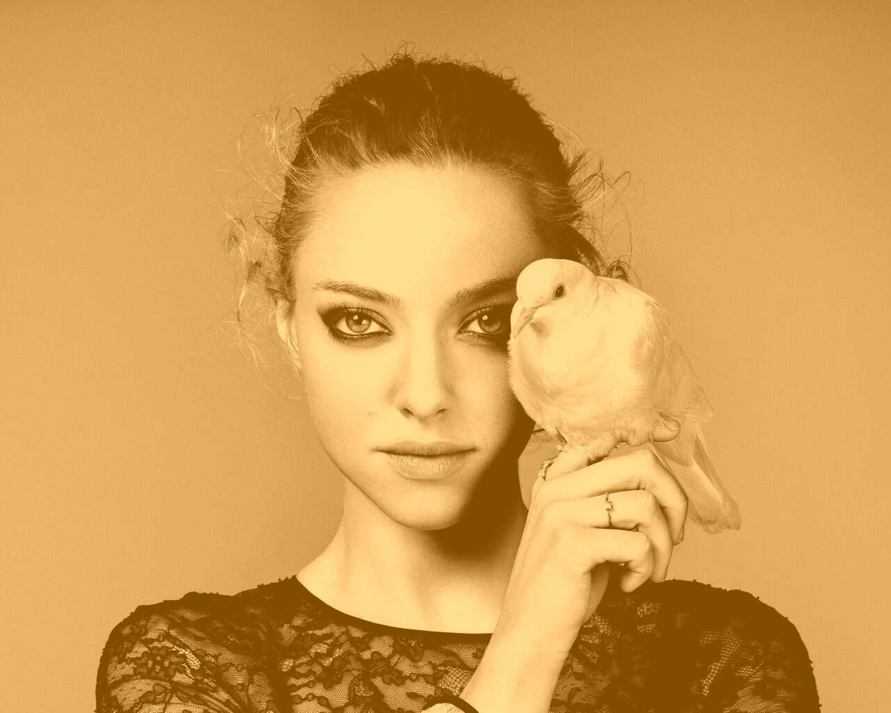 Девушка и попугай обои